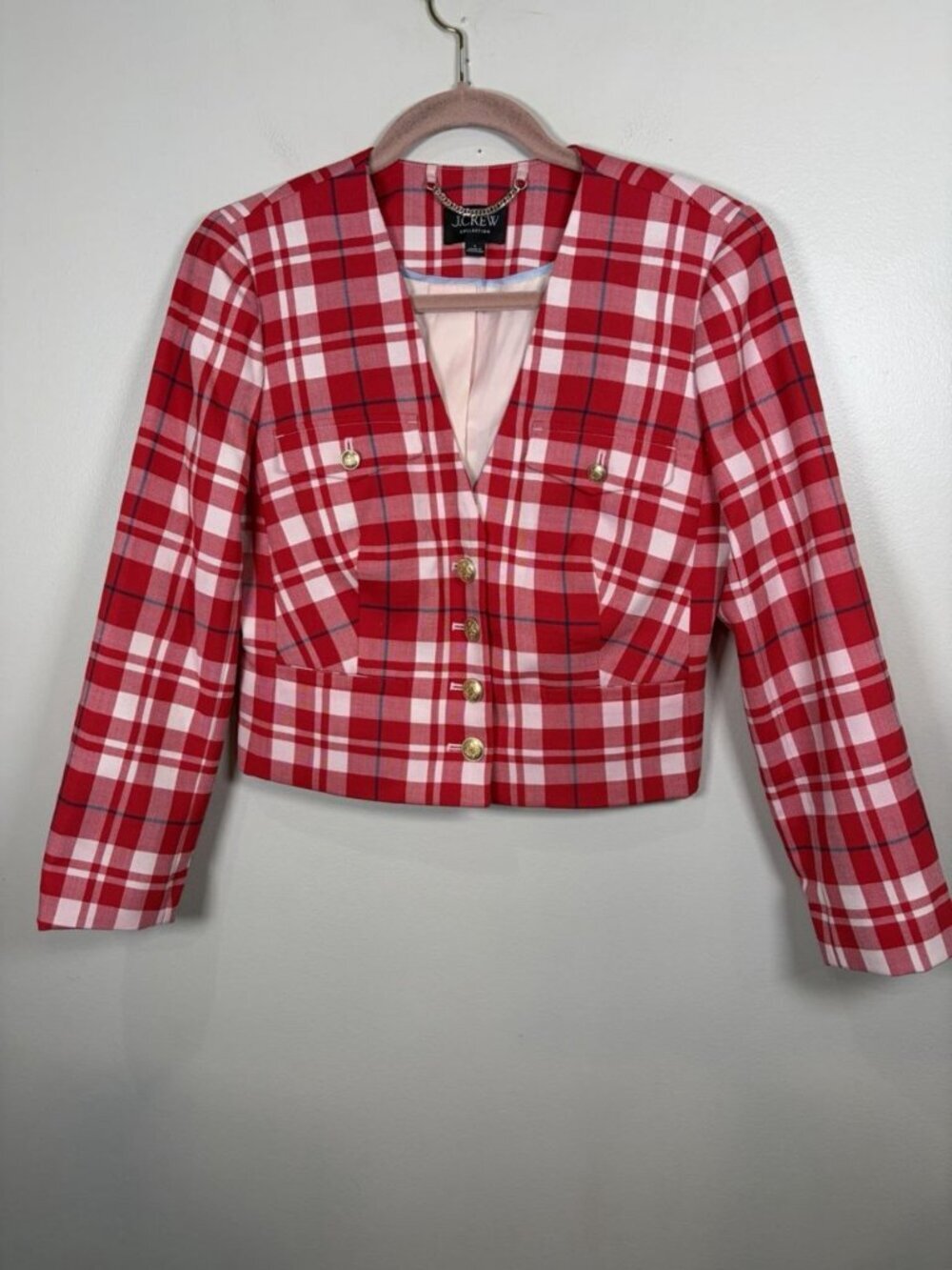J. Crew Collection Limited Edition City Wool Lady Jacket Size 4 Red Plaid Work